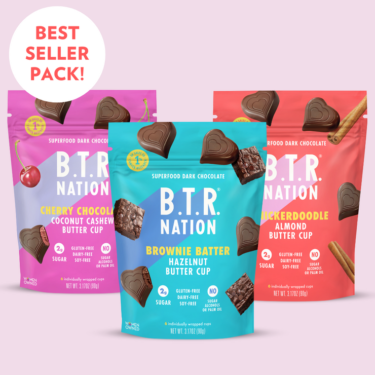 VARIETY PACK: Dark Chocolate Superfood Nut Butter Hearts (3 BAGS)